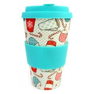 TINYMILLS Eco-Friendly Reusable Plant Fiber Travel Mug with Christmas Coffee Des